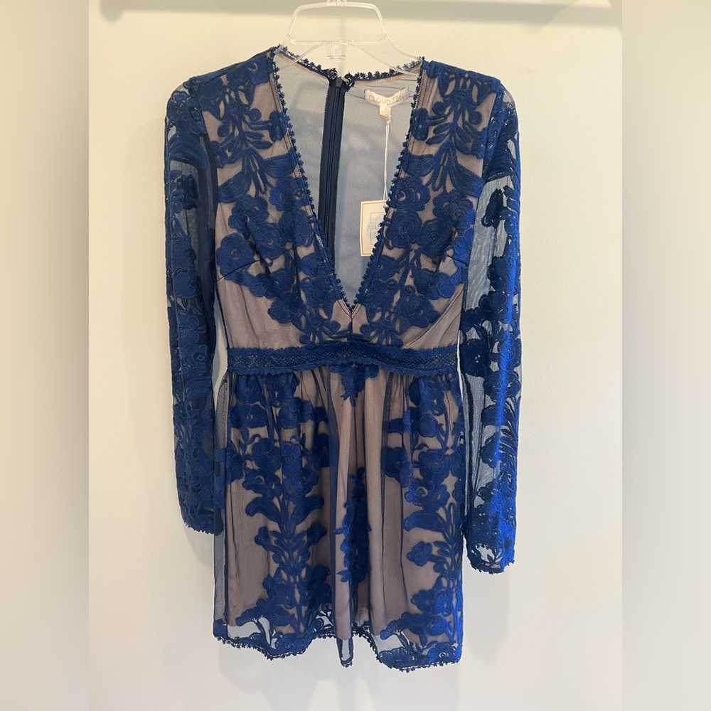VICI By Chance Long Sleeve Lace Dress - Navy